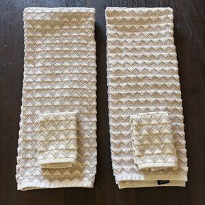 Kassadecor Cream And Tan Tiered Neutral Luxury Bath Towel Set Of 4